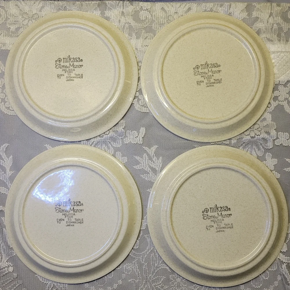 Vtg 4 Salad Dessert Plates Mikasa Stone Manor Melissa F5811 Flowers Leaves